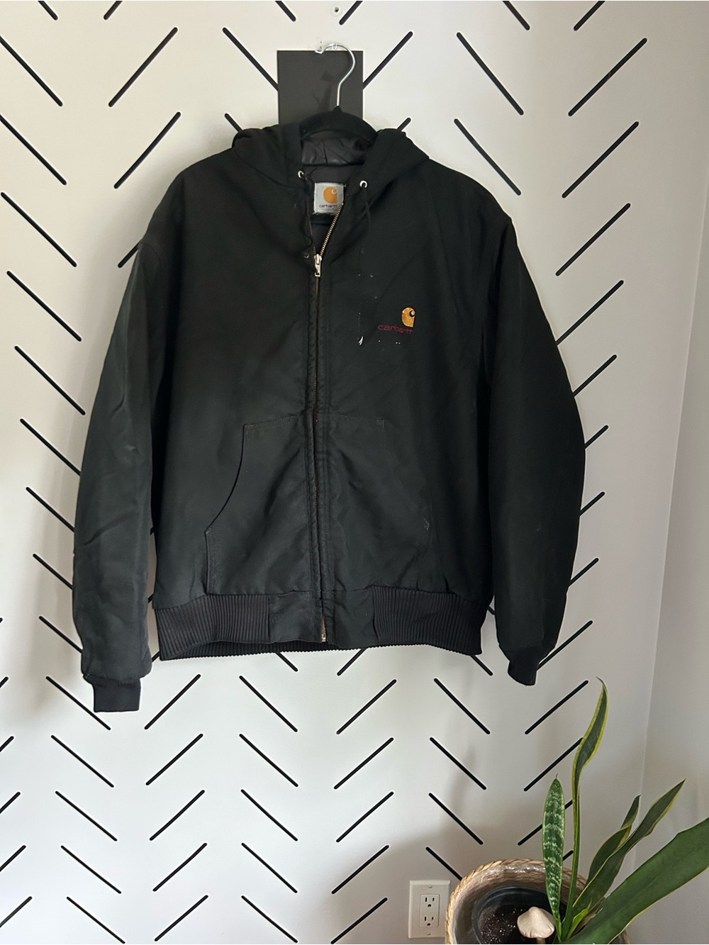 Vintage 90s carhartt men’s black insulated canvas jacket - Picture 2 of 9